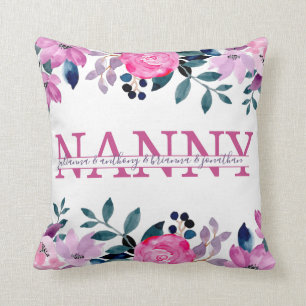 Floral Nanny split Monogram with grandkids names Cushion