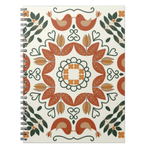 Floral natural abstract geometric pattern on white notebook