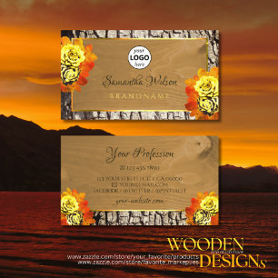 Floral Natural Wood Grain Rustic Tree Bark Logo Business Card