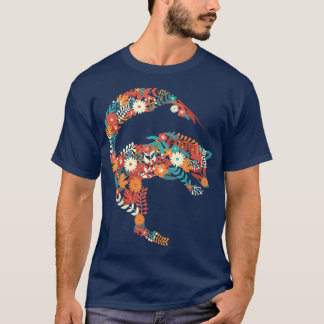 Floral Nature Flowers in Cute Fox Shape - Fox T-Sh T-Shirt