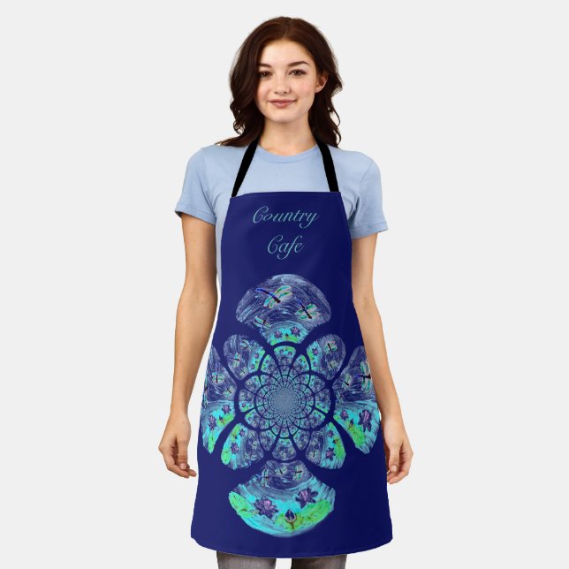 Floral Nature Pattern Dragonfly Country Custom Apron (Worn)