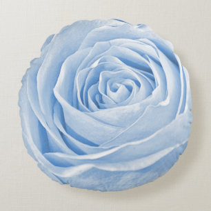 Floral Nature Photo Dainty Light Blue Rose Round Cushion