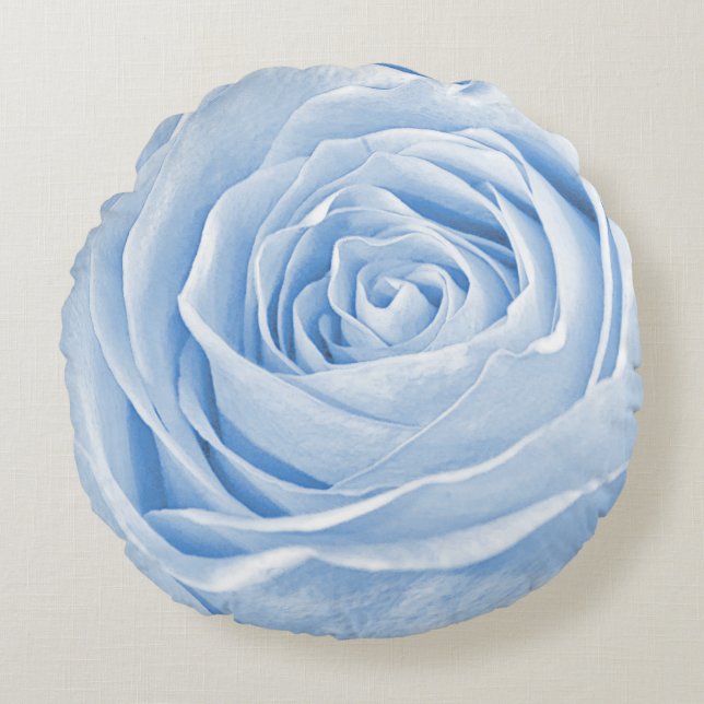 Floral Nature Photo Dainty Light Blue Rose Round Cushion (Front)