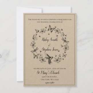 Floral Nature Wreath Formal Wedding Invitation