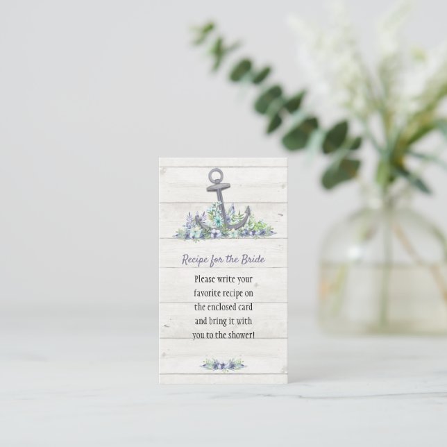 Floral Nautical Anchor Bridal Shower Enclosure Card (Standing Front)