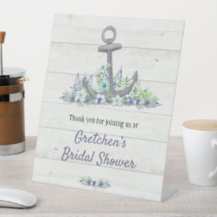 Floral Nautical Anchor Bridal Shower Pedestal Sign
