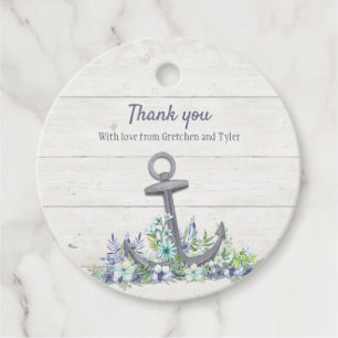 Floral Nautical Anchor Favour Tags