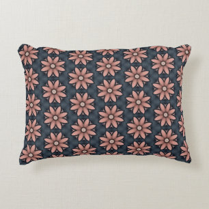 Floral Navy Blue and Pink Accent Pillow