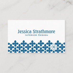 Floral Navy Blue Geometric Pattern Business Card