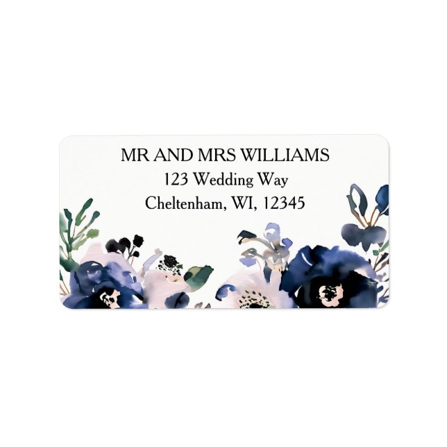 floral,navy blue wedding,navy and pink,elegant,wat label (Front)
