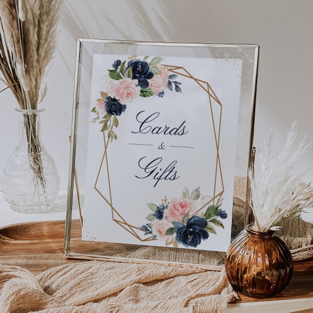 Floral Navy & blush geometric Cards & Gifts sign (Creator Uploaded)