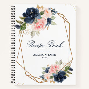 Floral Navy & blush Recipe Book