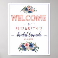 Floral Navy Blush Rose Gold Bridal Brunch Welcome