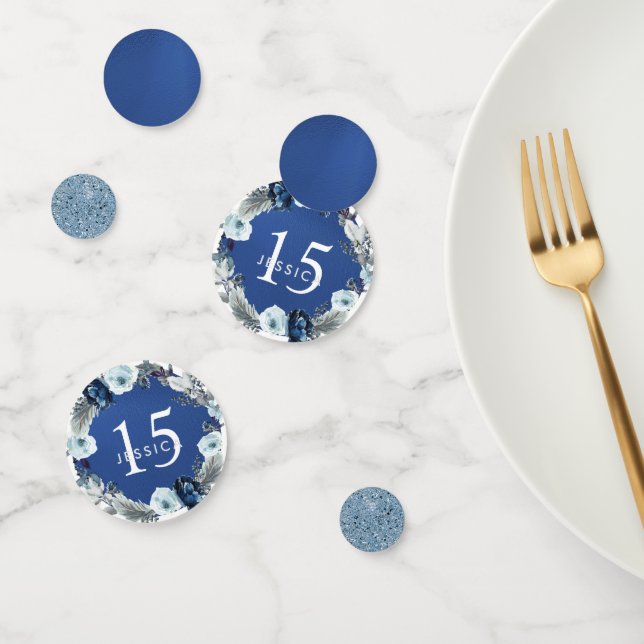 Floral,  Navy/Royal Blue Foil Quinceañera Confetti (Group)