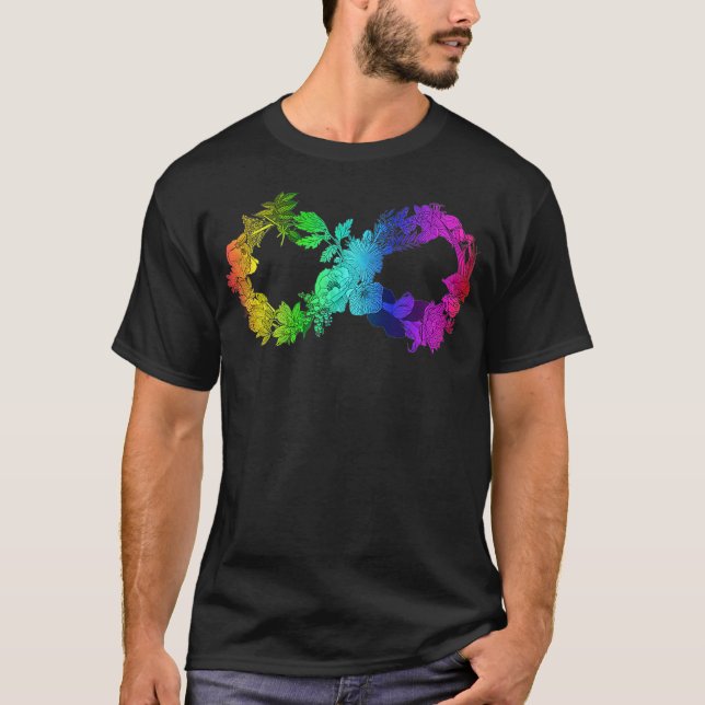 Floral Neurodiversity Infinity Symbol Autism autis T-Shirt (Front)