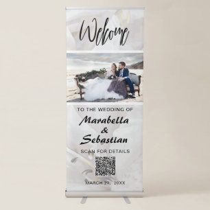 *~* Floral Neutral Suble Azalea Wedding Welcome QR Retractable Banner