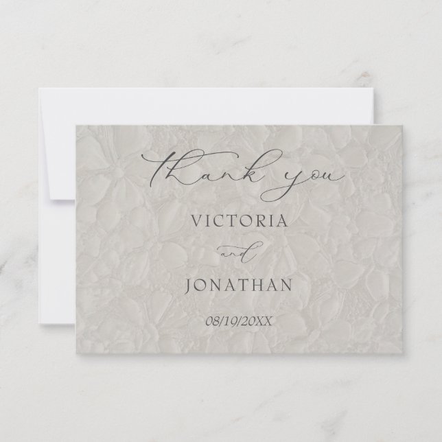 Floral Neutral Wedding Thank You Card (Front)