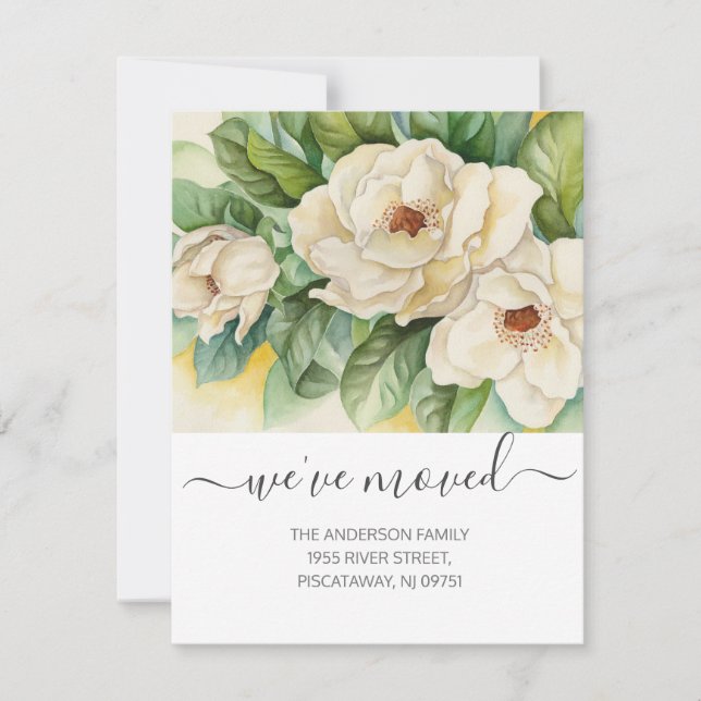 Floral New Address Magnolia Moving Announcement (Front)