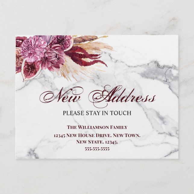 Floral  New Address  Moving  Announcement Postcard (Front)