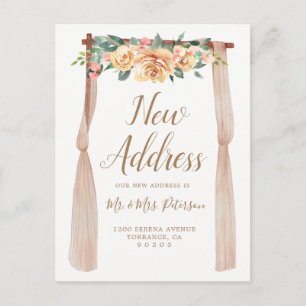 Floral New Address   Rustic New Home Announcement Postcard