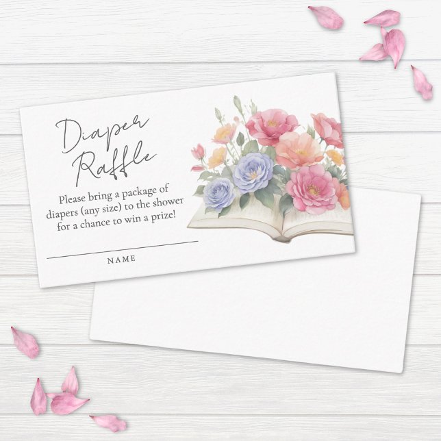 Floral New Chapter Book Baby Shower Diaper Raffle Enclosure Card (Floral New Chapter Book Baby Shower Diaper Raffle Enclosure Card)