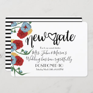 Floral New Date Postponement Cancellation Wedding Invitation