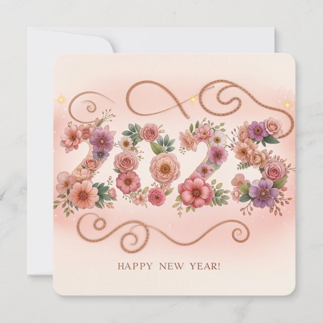 Floral New Year Greeting Card 2025 (Front)