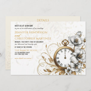 Floral New Years Eve Wedding Invitation
