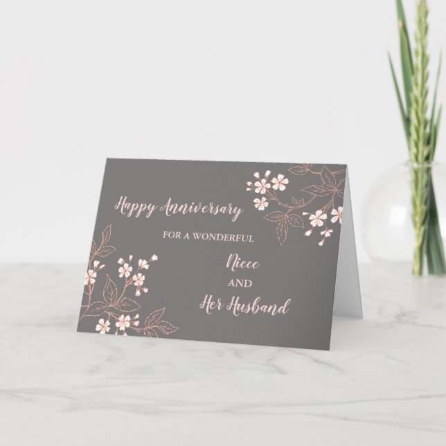 Floral Niece and Her Husband Anniversary Card (Front)