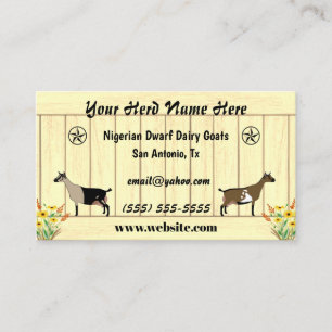Floral Nigerian Dwarf Dairy Goat Barn Star Business Card