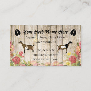 Floral Nigerian Dwarf Dairy Goat Business Card