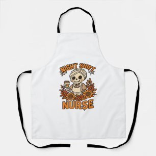 Floral Night Shift Nurse Skeleton Halloween RN Nur Apron