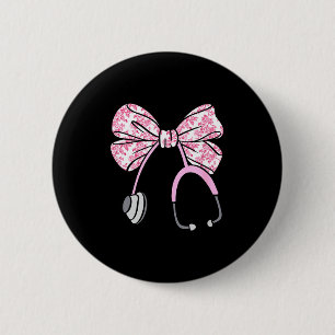Floral Nk Coquette Bow Rn Nurse Stethoscope Nursin 6 Cm Round Badge
