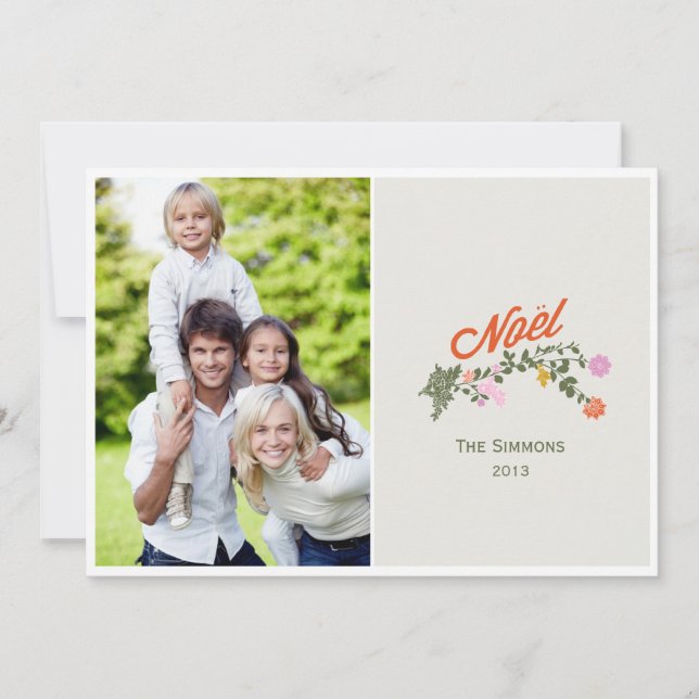 Floral Noel Holiday Photo Cards (Front)