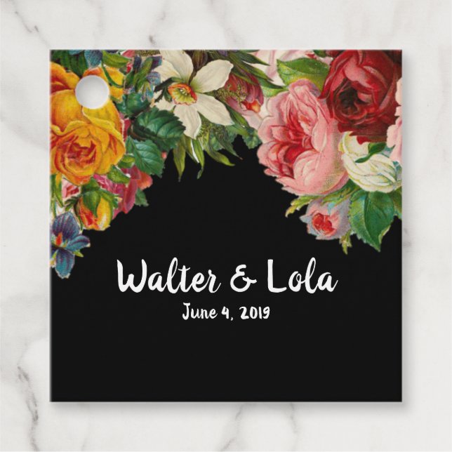 Floral Noir Favour Tags (Front)