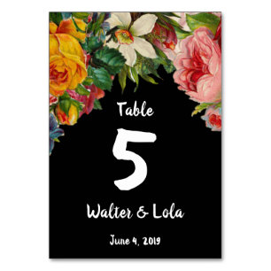 Floral Noir Table Number