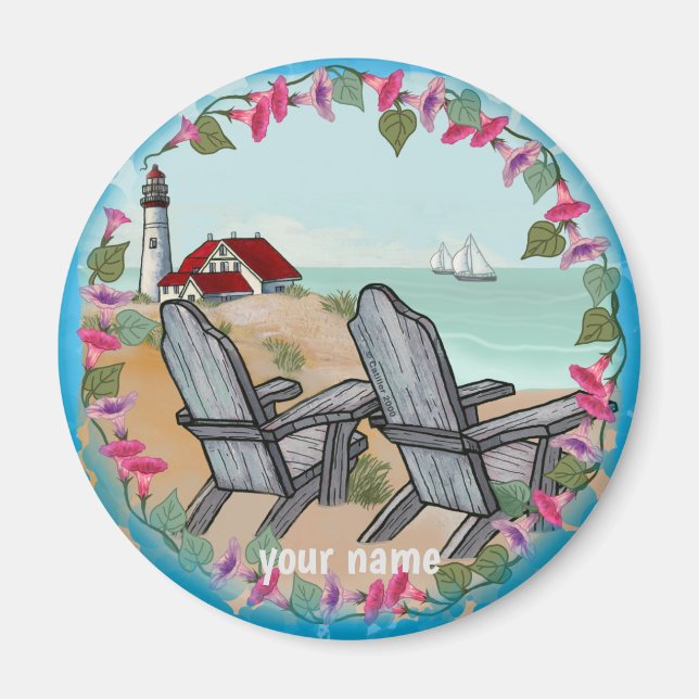 Floral Noon lighthouse  magnet  (Front)