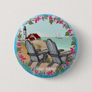 Floral Noon lighthouse pin button