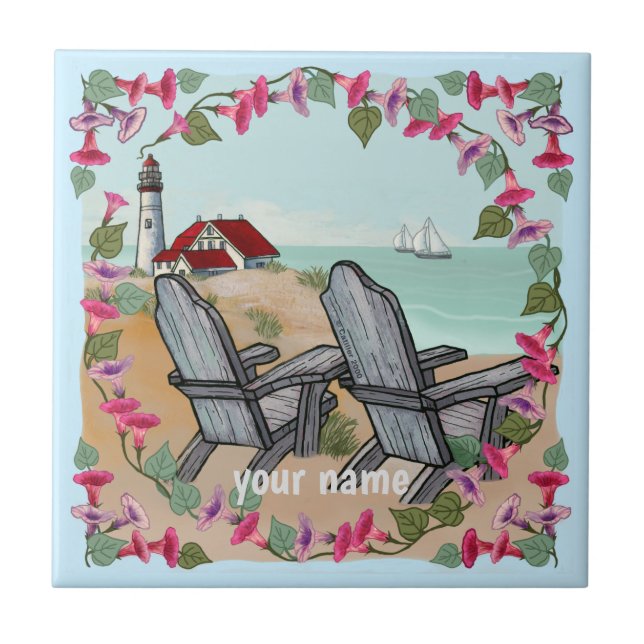 Floral Noon lighthouse   Tile (Front)
