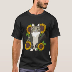 Floral Norwegian Forest Cat T-Shirt