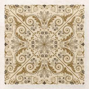Floral nostalgia: classic vintage background. glass coaster