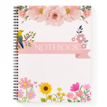 Floral Notebook with Bird and Sunflower