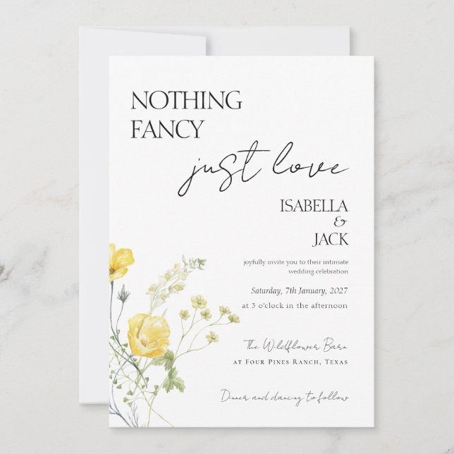 Floral Nothing fancy just love Wedding  Invitation (Front)