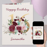 Floral Number 16 Personalised 16th Birthday Card<br><div class="desc">Personalised 16th Birthday Card with floral number 16. The design has a gold number 16 decorated with burgundy red and ivory roses,  foliage and eucalyptus leaves. The template is set up for you to personalise the front and the message inside.</div>