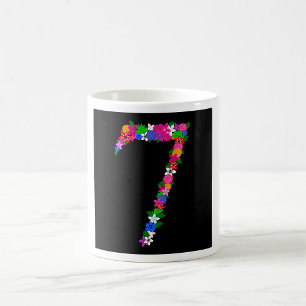 Floral Number Seven Botanical Flower Design Coffee Mug