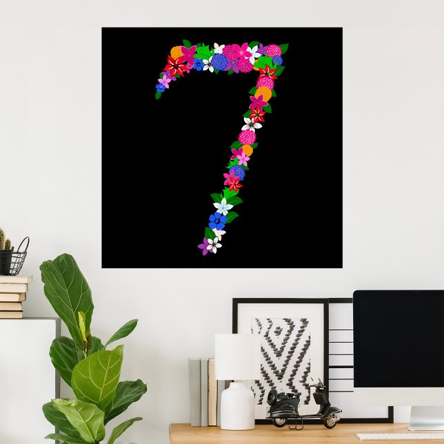 Floral Number Seven Botanical Flower Design Poster (Creator Uploaded)