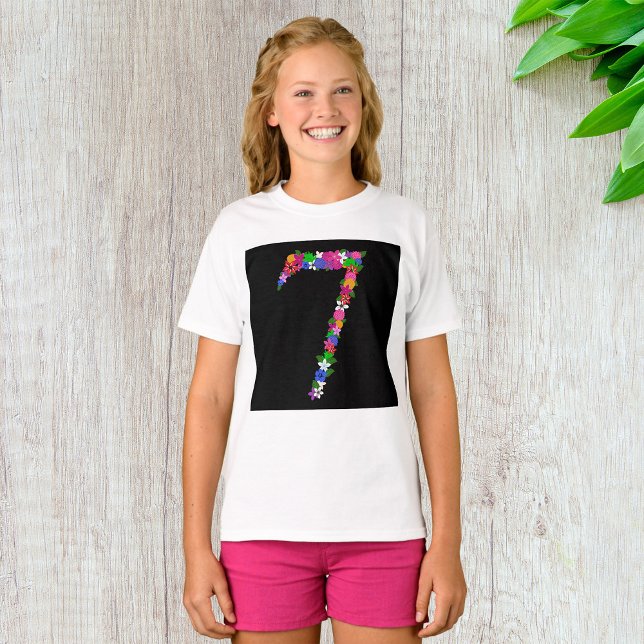 Floral Number Seven Botanical Flower Design T-Shirt (Creator Uploaded)