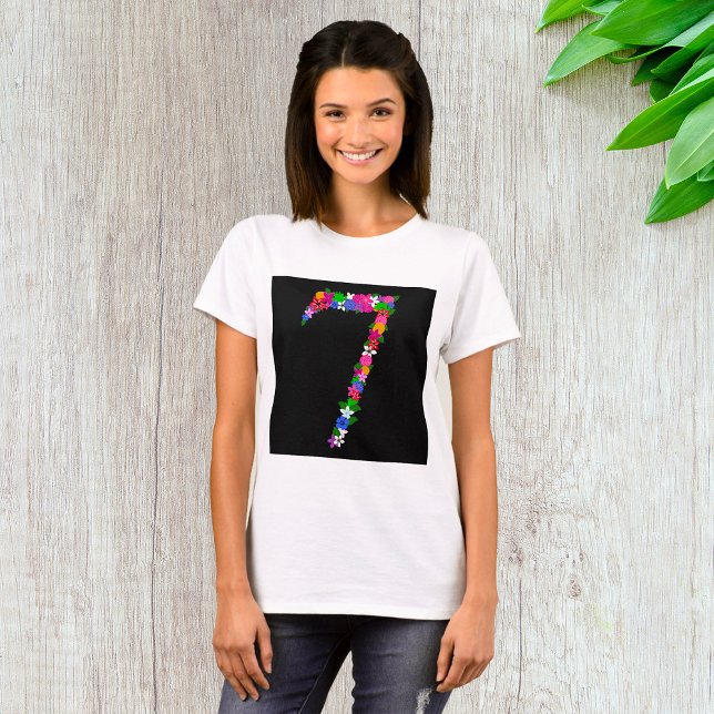 Floral Number Seven Botanical Flower Design T-Shirt (Creator Uploaded)