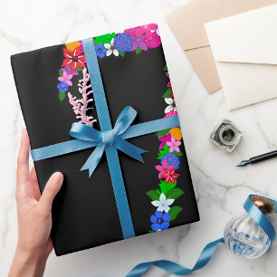 Floral Number Seven Botanical Flower Design Wrapping Paper