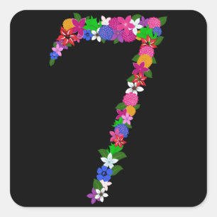 Floral Number Seven Stickers